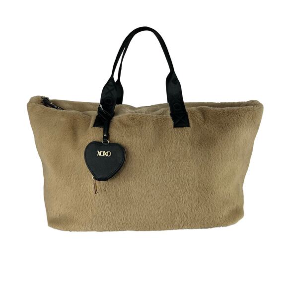 XOXO Soft Plush Faux Fur Carryall Tote Bag - Picture 1 of 9